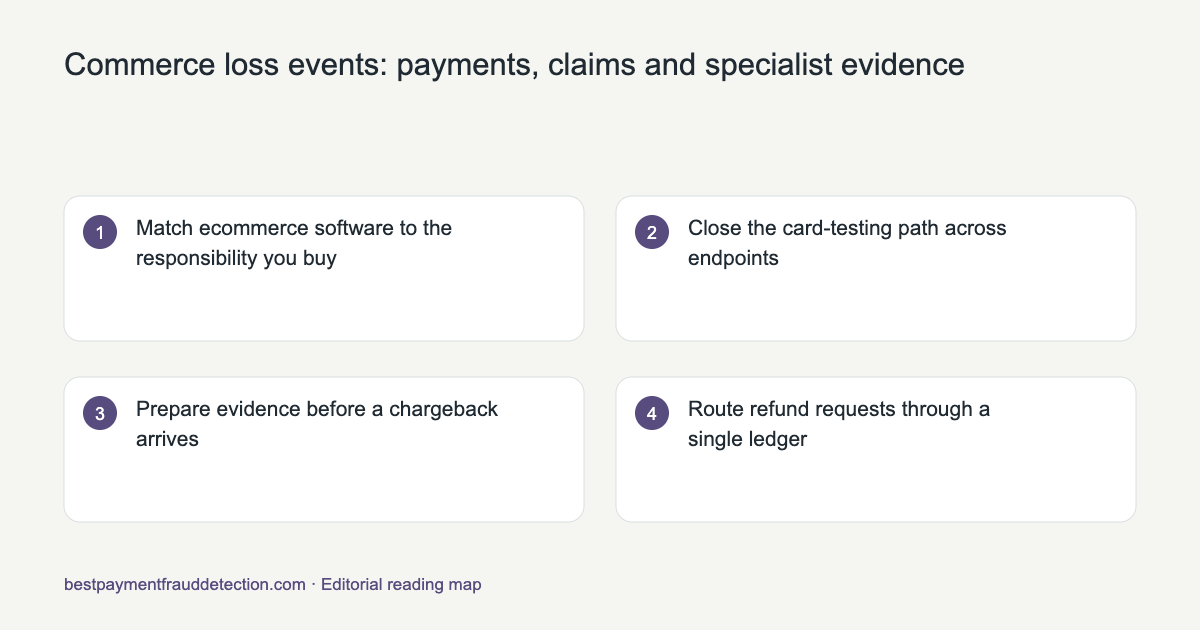 Reading map for Commerce loss events: payments, claims and specialist evidence